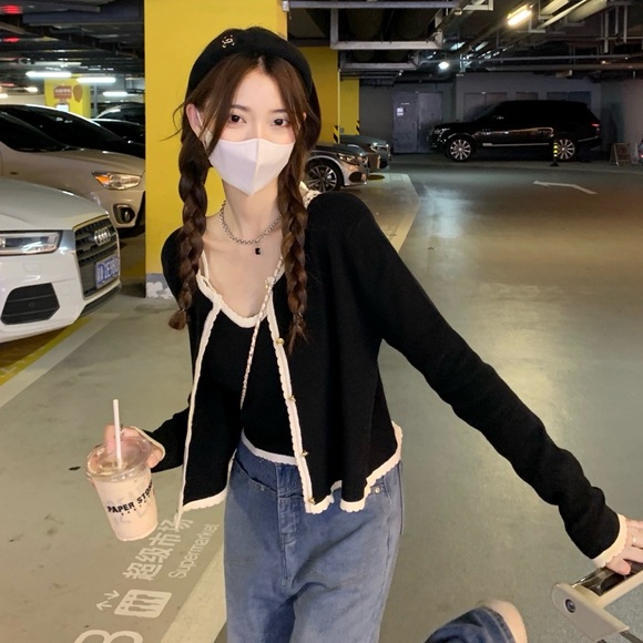 korean style black knit set - Picture 2 of 3